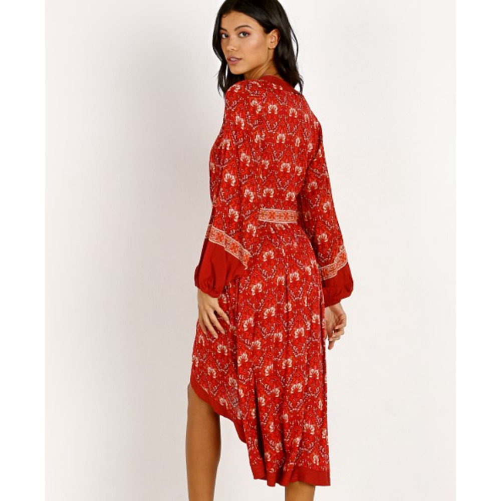 NWT Spell & The Gypsy Women's Red Copper Jewel Soiree Midi Dress Size XS - Picture 3 of 8